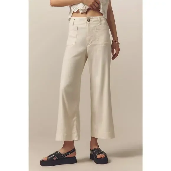Maeve Cream Wide Leg Pants - Picture 3 of 11